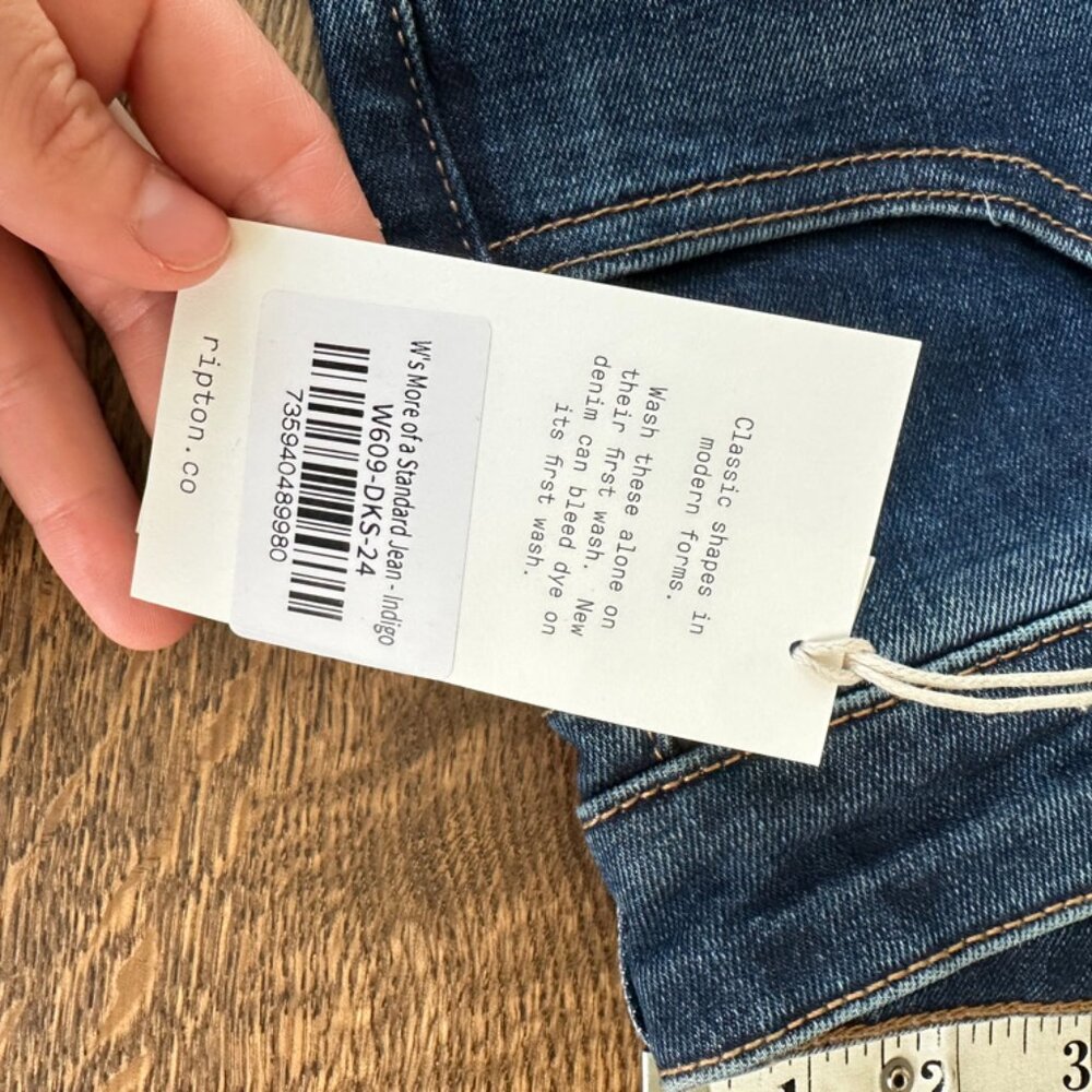 ripton, more of a standard jean, indigo, size 24, new with tags